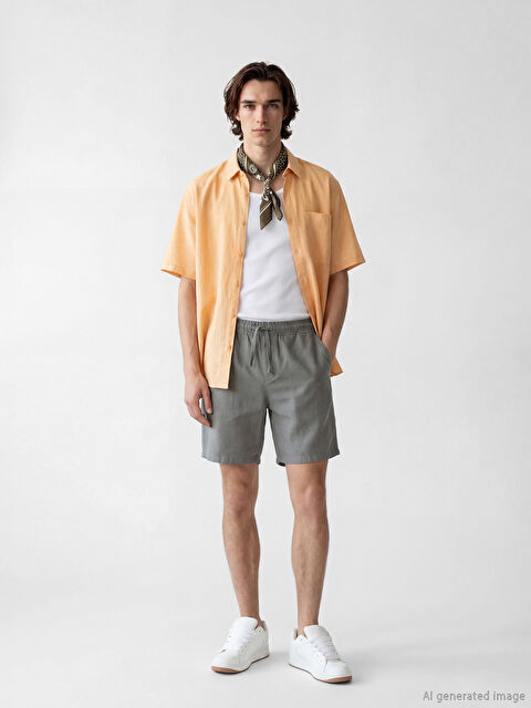 XSIDE Standart Kalıp Keten Görünümlü Erkek Şort