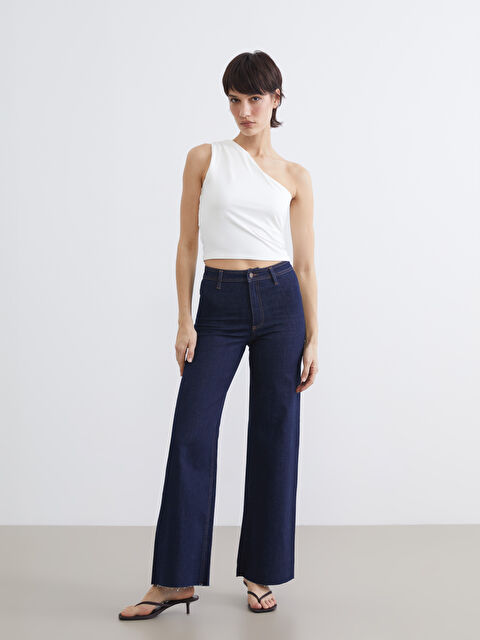 LCW Jeans Wide Leg Women Jean Trousers - S6HY39Z8-309