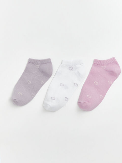 LC WAIKIKI Kalp Desenli Kadın Patik Çorap 3'lü - S6HY48Z8-M6N
