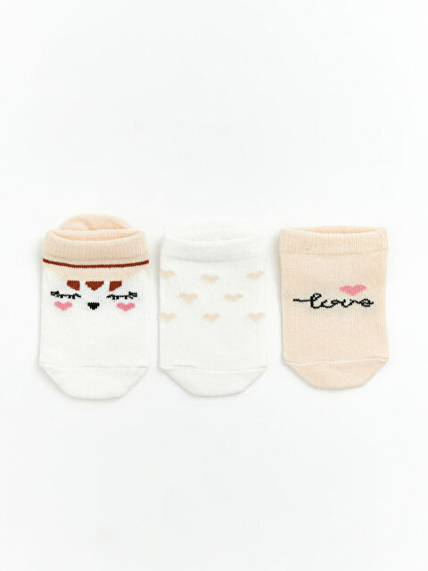 LCW ECO Desenli Kız Bebek Patik Çorap 3'lü - S6HY60Z1-QTB