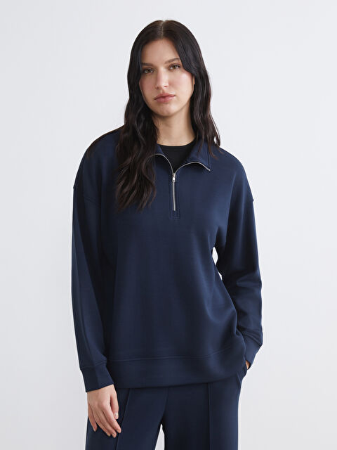 LCW Comfort سویتشێرت شینی تۆخ ژن - S6HY93Z8-HRZ