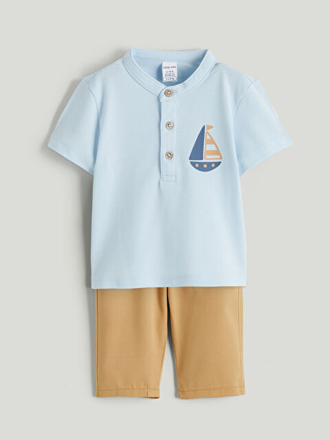 LCW baby Printed Baby Boys' T-Shirt and Trousers 2 Pack - S6I027Z1-YMQ