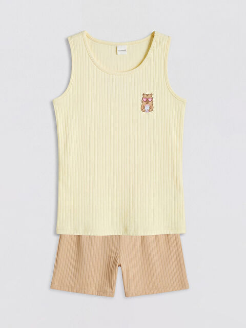 LCW Kids Baskılı Kız Çocuk Şortlu Pijama Takımı