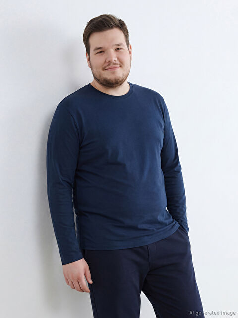 LCWAIKIKI Classic Bisiklet Yaka Uzun Kollu Erkek Tişört - S6I075Z8-DWP