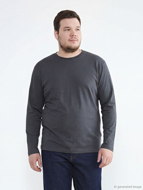 LCWAIKIKI Classic Bisiklet Yaka Uzun Kollu Erkek Tişört - S6I075Z8-YKZ