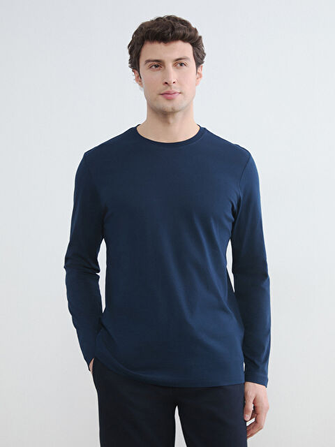 LCWAIKIKI Classic Bisiklet Yaka Uzun Kollu Erkek Tişört - S6I075Z8-DWP