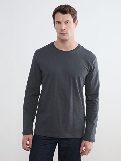 LCWAIKIKI Classic Bisiklet Yaka Uzun Kollu Erkek Tişört - S6I075Z8-YKZ