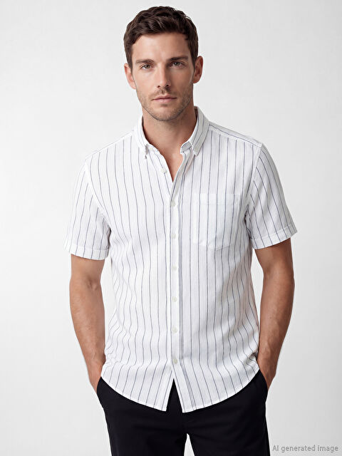 LCWAIKIKI Classic Regular Fit Çizgili Erkek Gömlek