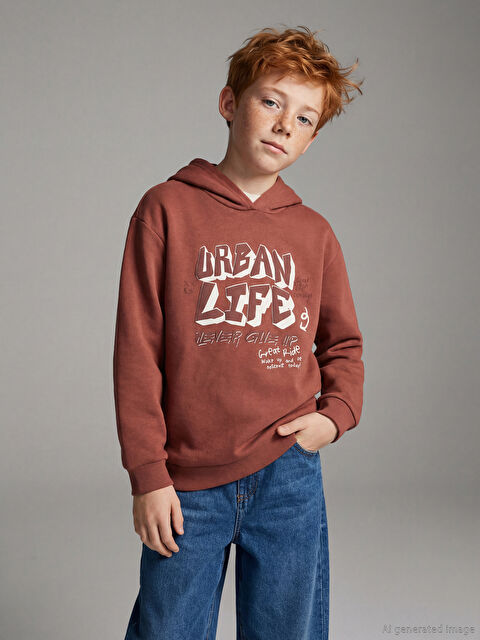 LCW Kids Kapüşonlu Erkek Çocuk Sweatshirt - S6I166Z4-HMN