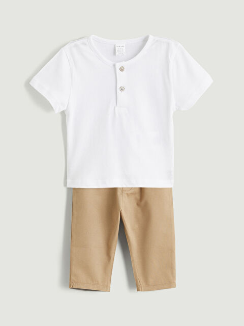 LCW baby Crew Neck Baby Boys T-Shirt and Pants 2 Pack - S6I169Z1-Q6K