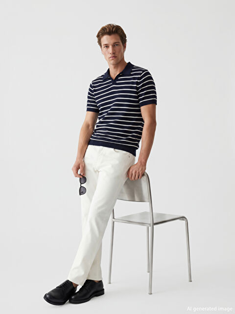 SOUTHBLUE Polo Yaka Çizgili Erkek Triko Kazak - S6I292Z8-LGS