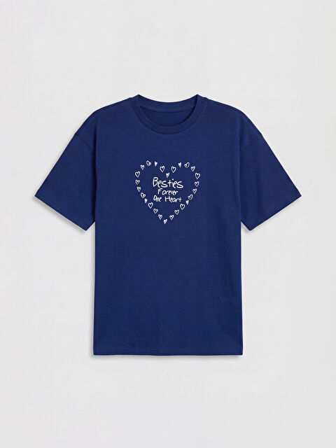 LCW Kids Bisiklet Yaka Baskılı Kız Çocuk Tişört