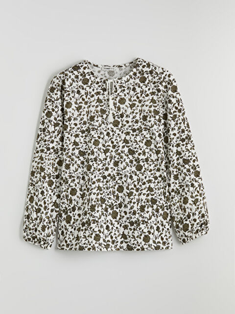 LCW Grace Bağlamalı Yaka Çiçekli Bluz - S6I511Z8-LRR