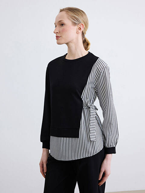 LCW ECO Fiyonklu Çizgili Kadın Sweatshirt Tunik - S6I530Z8-CVL