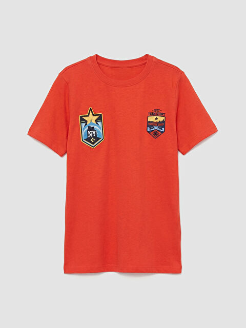 LCW ECO Bisiklet Yaka Nakışlı Erkek Çocuk Tişört - S6I532Z4-QU6