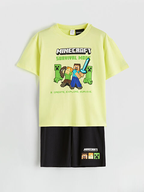 LCW Kids Minecraft Baskılı Erkek Çocuk Şortlu Pijama Takımı