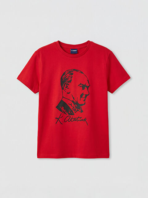LCW Kids Bisiklet Yaka Atatürk Baskılı Kız Çocuk Tişört - S6I568Z4-HPM