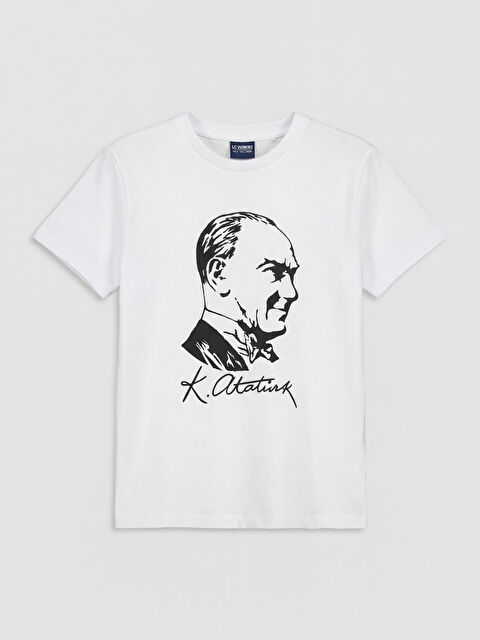 LCW Kids Bisiklet Yaka Atatürk Baskılı Kız Çocuk Tişört - S6I568Z4-Q6K