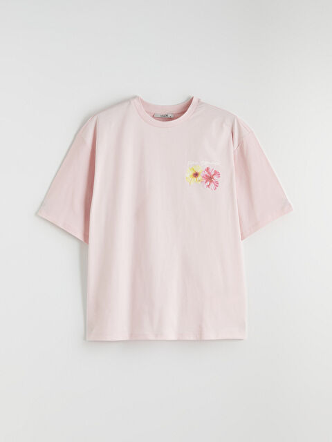 XSIDE Crew Neck Printed Oversize Women's T-Shirt - S6I573Z8-QNT