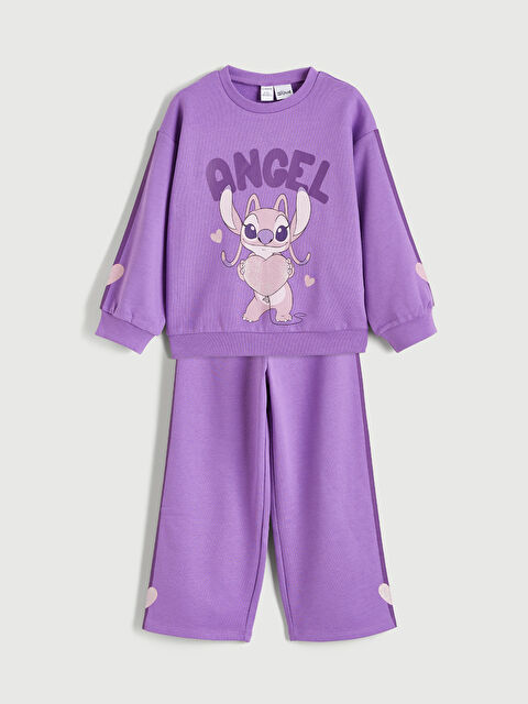LCW Kids Angel Print Sweatshirt and Jogger Set for Girls - S6I595Z1-HBF