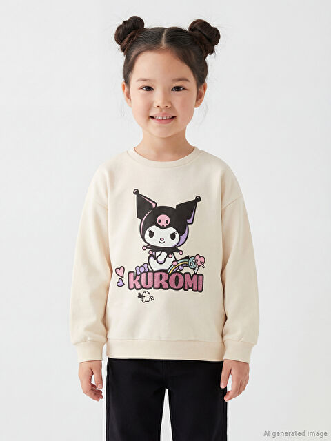 LCW Kids Kuromi Baskılı Kız Çocuk Kalın Sweatshirt - S6I596Z1-FES