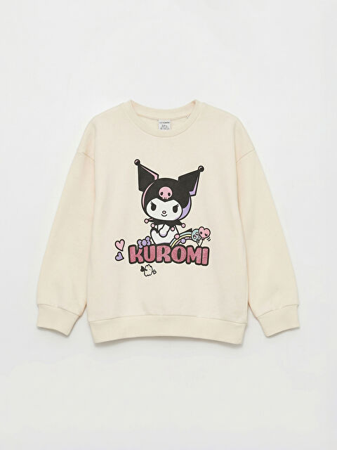 LCW Kids Kuromi Baskılı Kız Çocuk Kalın Sweatshirt - S6I596Z1-FES