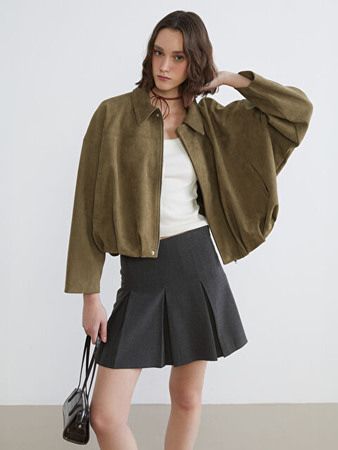 XSIDE Gömlek Yaka Süet Görünümlü Kadın Ceket - S6I629Z8-10O