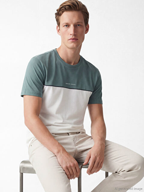 SOUTHBLUE Bisiklet Yaka Renk Bloklu Penye Erkek Tişört