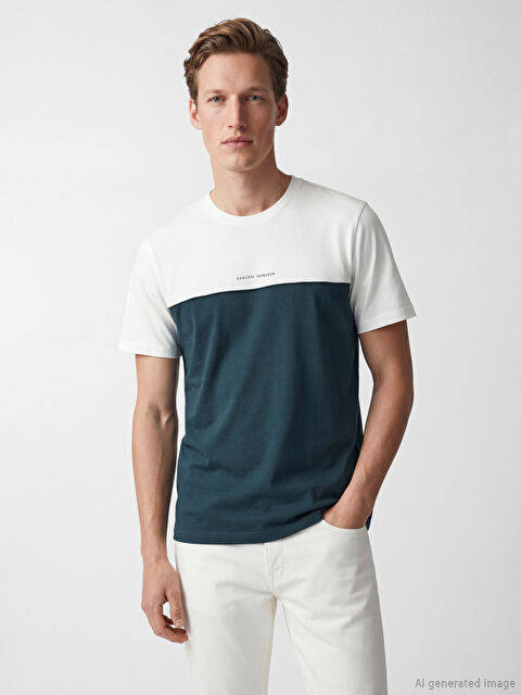 SOUTHBLUE T-Shirt mit Rundhalsausschnitt und Farbblockmuster für Herren aus Jersey