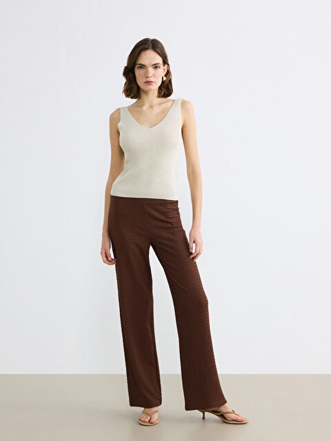LCW Vision Elastic Waist Textured Women's Trousers