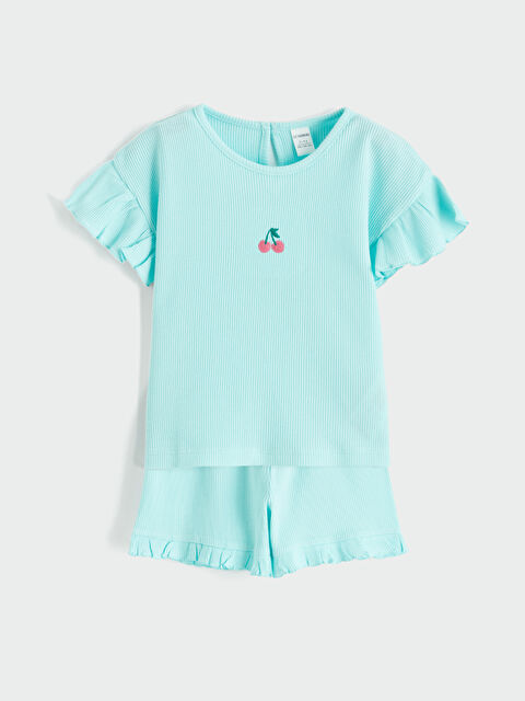 LCW Kids Nakışlı Kız Bebek Tişört ve Şort - S6I682Z1-K6C