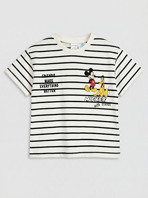 LCW baby Bisiklet Yaka Mickey Mouse Baskılı Erkek Bebek Tişört - S6I827Z1-LFC