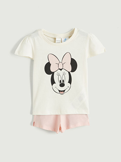 LCW baby Minnie Mouse Baskılı Kız Bebek Tişört ve Şort - S6I832Z1-FDL