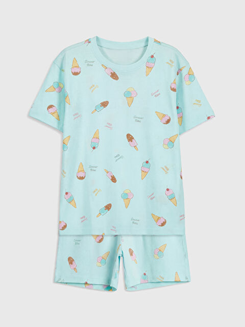 LCW Kids Girl TURQUOISE Shortie Pyjama Set