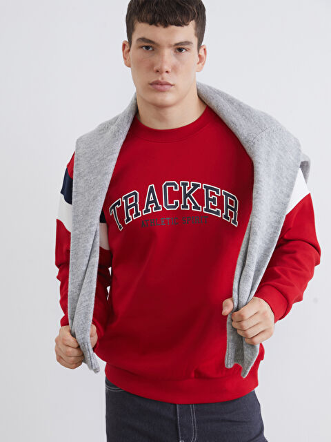 XSIDE Bisiklet Yaka Baskılı Erkek Kalın Sweatshirt - S6I868Z8-R3M