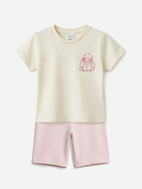 LCW baby Stitch Printed Baby Girls' T-shirt and Shorts