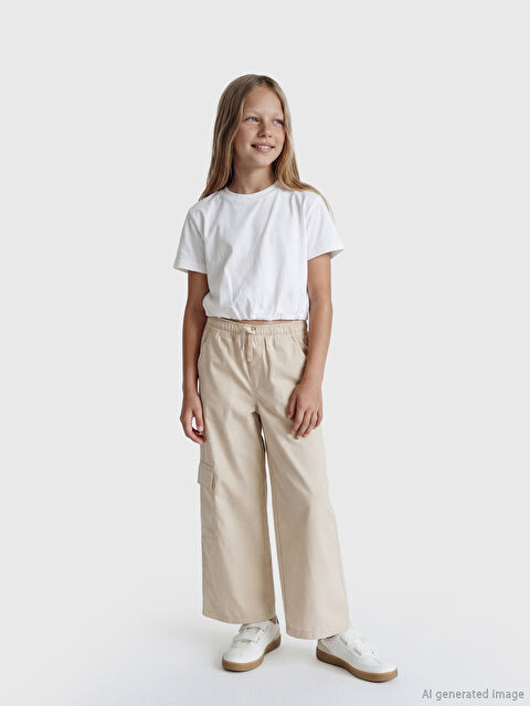 LC WAIKIKI Beli Lastikli Kız Çocuk Kargo Pantolon - S6I952Z4-RMT