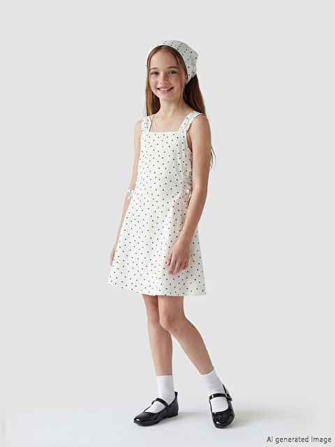 LC WAIKIKI Kare Yaka Puantiyeli Kız Çocuk Elbise - S6I971Z4-LRA