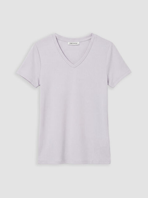 LCW EVERYDAY V Yaka Soft Touch Kadın Tişört	 - S6I981Z8-G2N