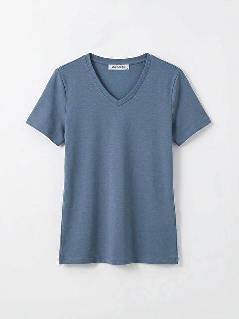 LCWAIKIKI Basic V Yaka Soft Touch Kadın Tişört - S6I981Z8-HRX