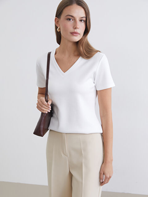 LCWAIKIKI Basic Žena BIJELA Majica kratkih rukava - S6I981Z8-Q6K