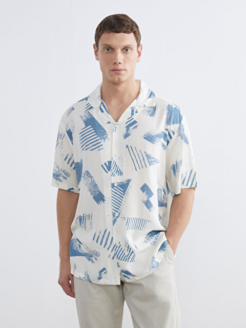 LCW ECO Regular Fit Resort Yaka Desenli Viskon Erkek Gömlek - S6IB01Z8-LRA