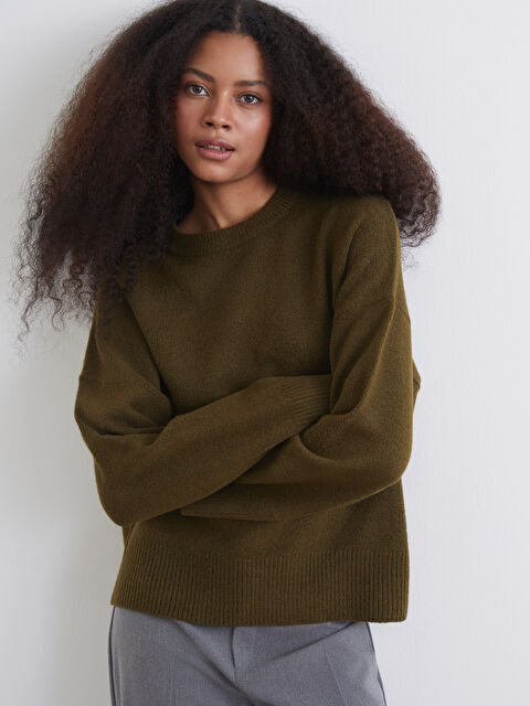 XSIDE Women's Crew Neck Knit Sweater - S6IB11Z8-CRR