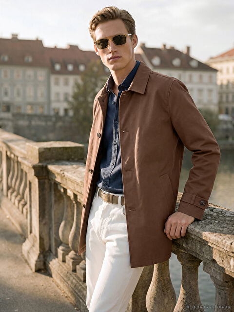 SOUTHBLUE Standart Kalıp Gömlek Yaka Erkek Trençkot - S6IB20Z8-KVB