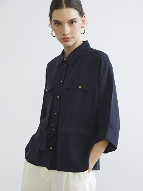 LCW Vision Beli Bağlamalı Oversize Kadın Gömlek - S6IC48Z8-HRC