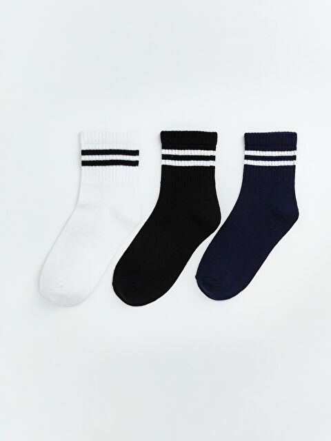 LCW Kids Çizgili Erkek Çocuk Soket Çorap 3'lü - S6IC66Z4-Q6K