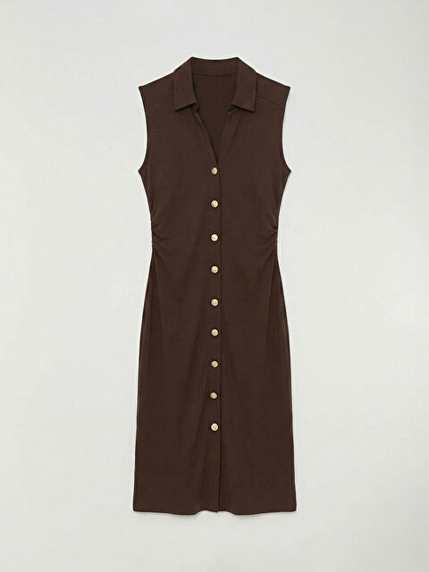 LCW Comfort Gömlek Yaka Büzgülü Elbise - S6ID01Z8-HMK