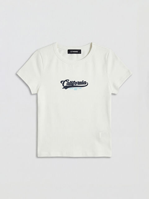 LC WAIKIKI Bisiklet Yaka California Baskılı Kadın Tişört