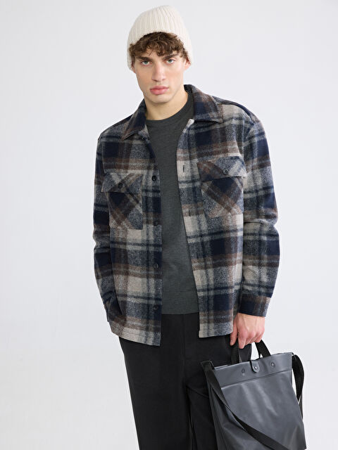 XSIDE Rahat Kalıp Ekose Erkek Gömlek Ceket - S6ID41Z8-LN6