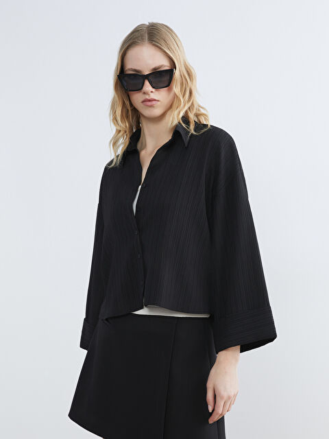 LCW Vision Çizgili Oversize Kadın Gömlek - S6ID46Z8-CVL